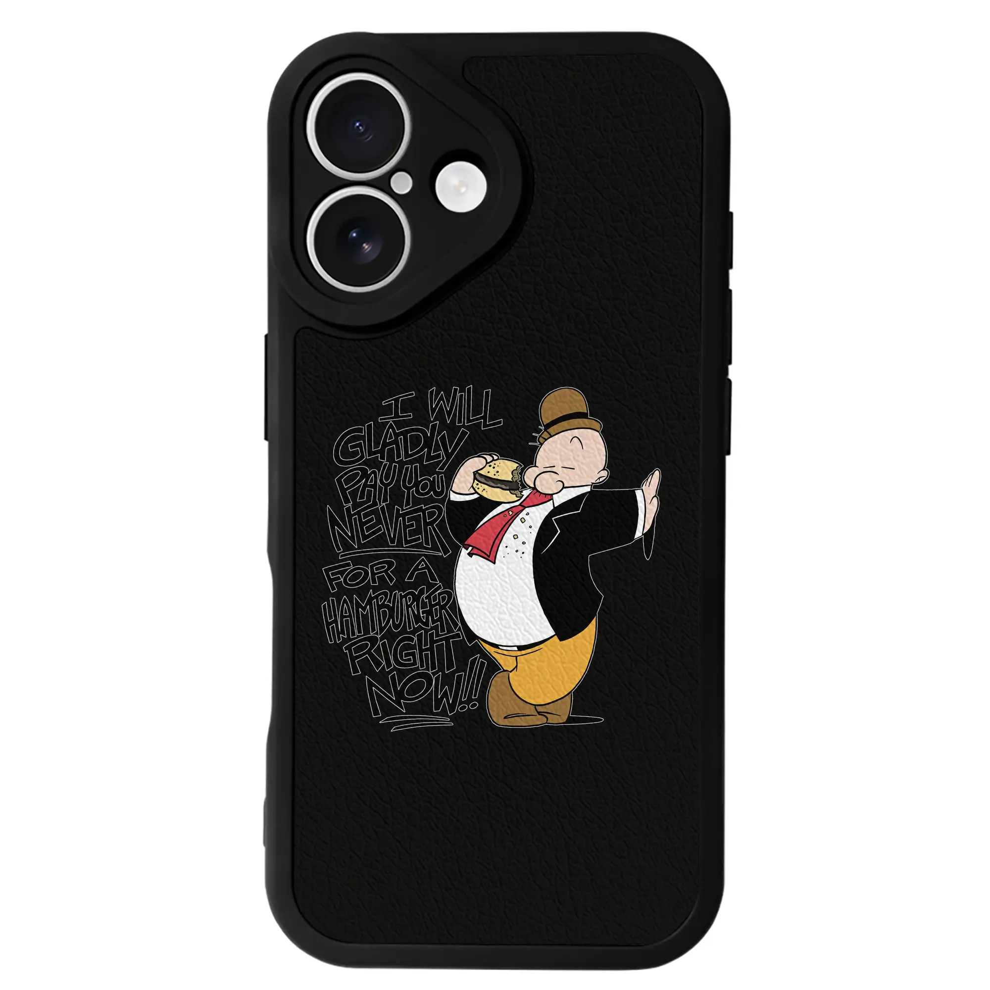 ポパイ グッズ ウィンピー - IPhone 16シリーズ対応 ・ シリコンスマホケース ・ レザー調 ・ 高精度フィット ・ 耐衝撃 ・ ワイヤレス充電対応 ・ 精密カット